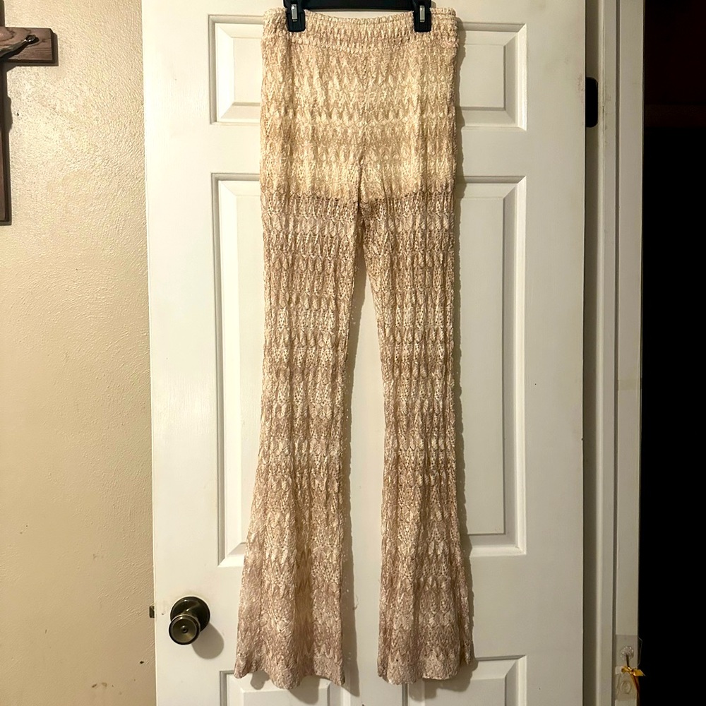 BUCKLE-Willow & Roots-Chevron Lace Inner Lined Dress Pants-Cream-Size Small-NWT